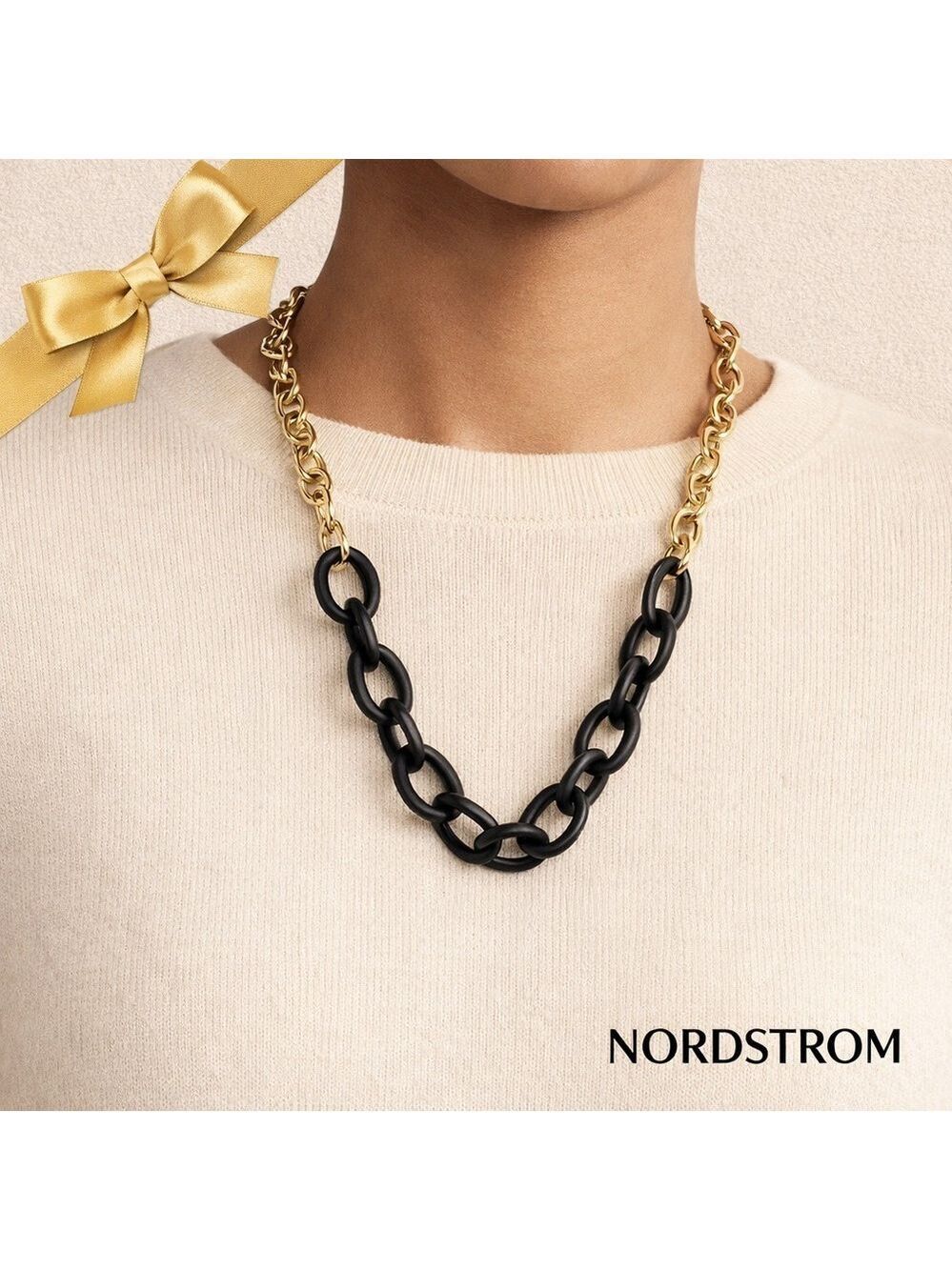 Nordstrom Two-Tone Link Statement Necklace NWT